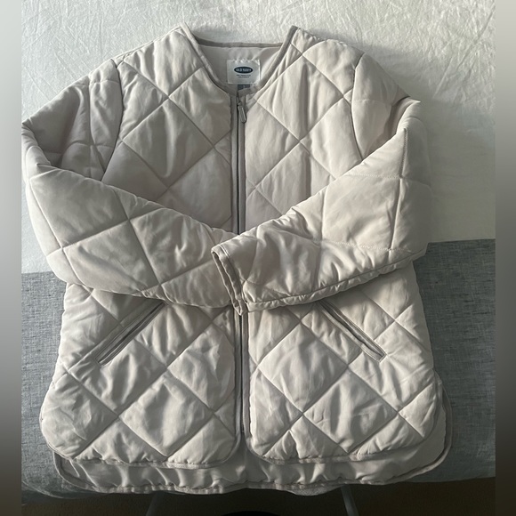Old Navy lightweight collarless puffer jacket - natural/beige size L - Picture 2 of 7